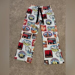 Nick & Nora Multicolor Travel Print Pajama Pants